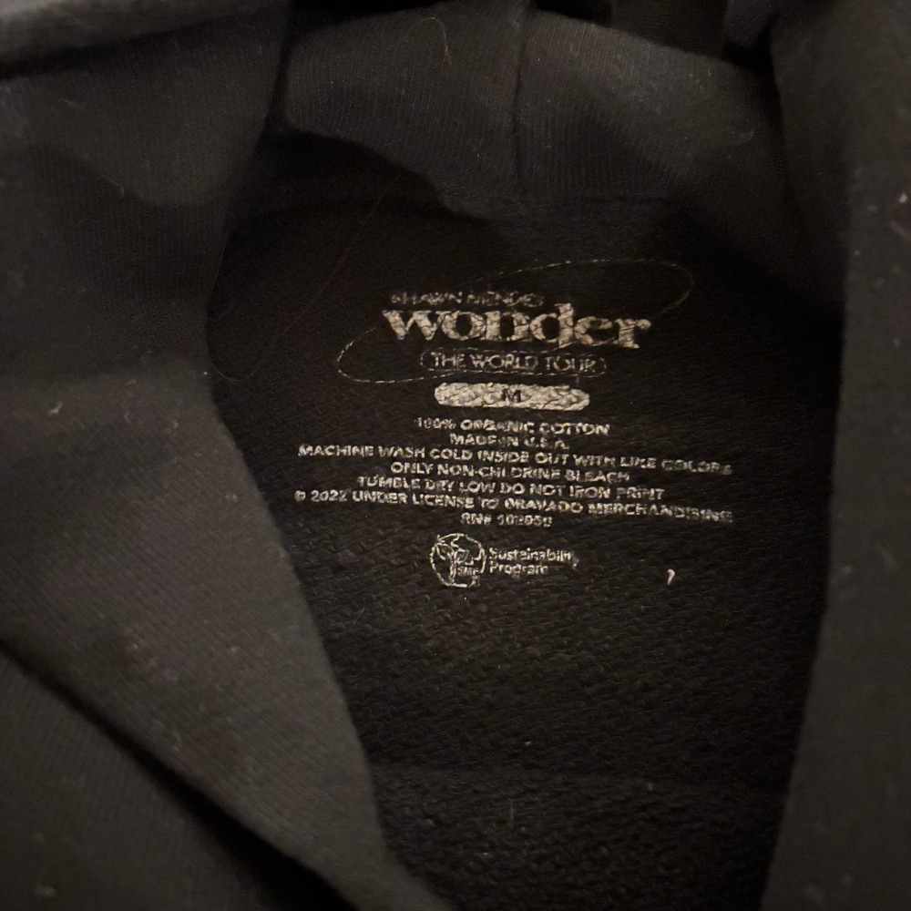 Shawn Mendes Wonder The World Tour 2022 Mens Black Graphic Hoodie Medium Cotton - Picture 3 of 5